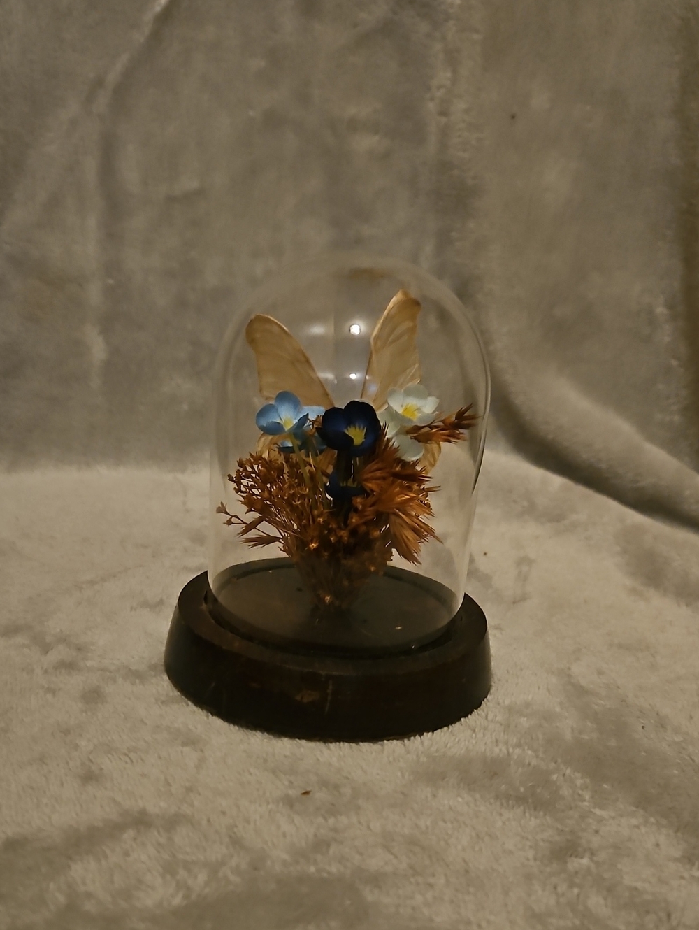 Decorative Bird Dome with Blue Floral Accent